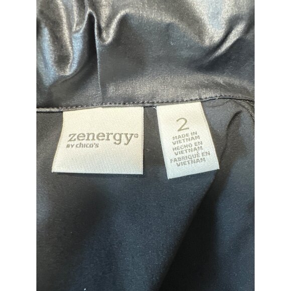 Zenergy By Chicos Womens Black & Zebra Print Full Zip Jacket Size 2 US L - Picture 6 of 9